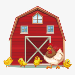 外国的房子农场母鸡高清图片