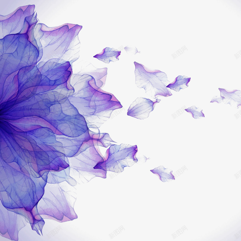 蓝紫色花纹png免抠素材_新图网 https://ixintu.com 花卉 花纹 花纹背景 透明花纹