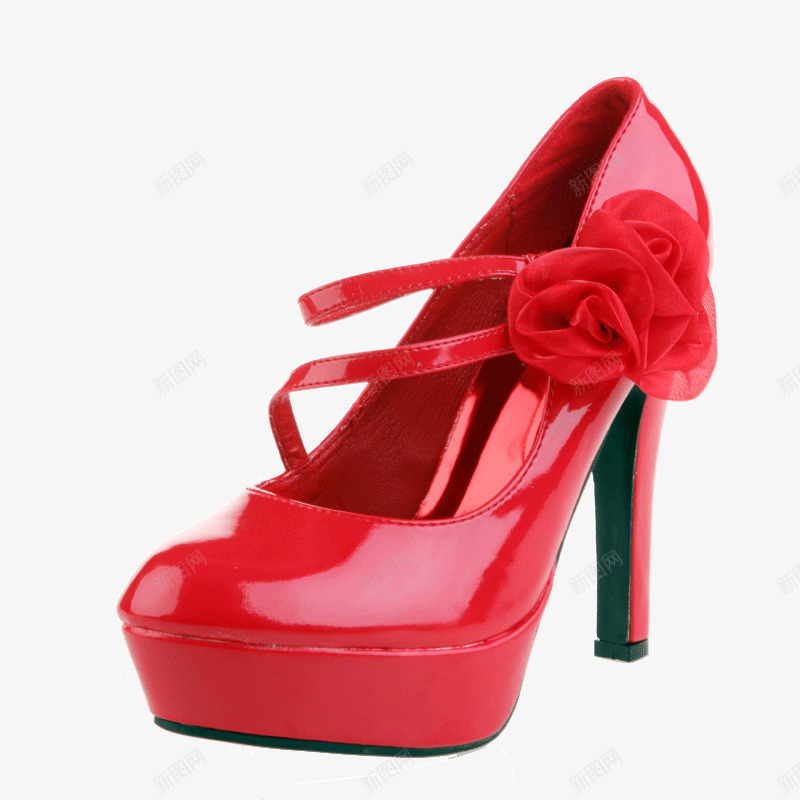红色高跟鞋png免抠素材_新图网 https://ixintu.com 凉鞋 女鞋 红纱花朵 红色 高跟鞋