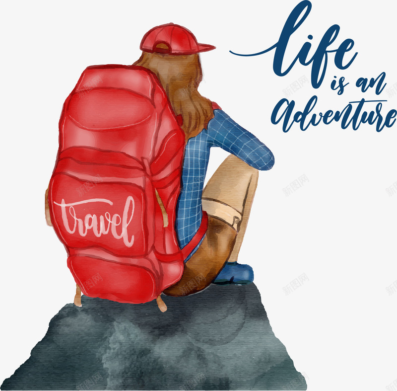 背包旅行客png免抠素材_新图网 https://ixintu.com 一个人的旅行 红色背包 背包客
