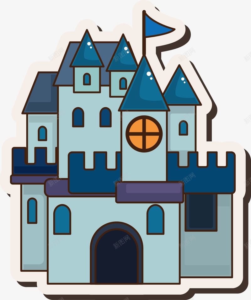 蓝色城堡房屋png免抠素材_新图网 https://ixintu.com 卡通城堡 唯美 城堡 城堡建筑 城堡房屋 建筑 房屋 旗子 欧式城堡 欧式建筑 游戏城堡 童话城堡