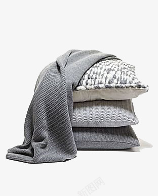 三个抱枕png免抠素材_新图网 https://ixintu.com 产品实物 家居用品 抱枕 枕头 毛毯 灰色