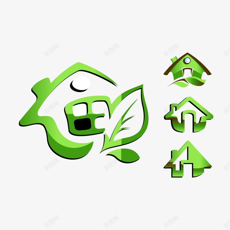 绿色房子图形矢量图eps免抠素材_新图网 https://ixintu.com 房子 绿色 绿色房子 矢量图