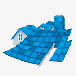 深蓝色房屋和瓦片房矢量图素材