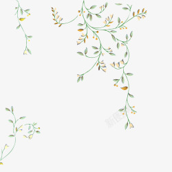 藤蔓花朵边框手绘小清新树枝绿叶高清图片