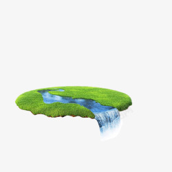 草坪漂浮岛草坪瀑布高清图片