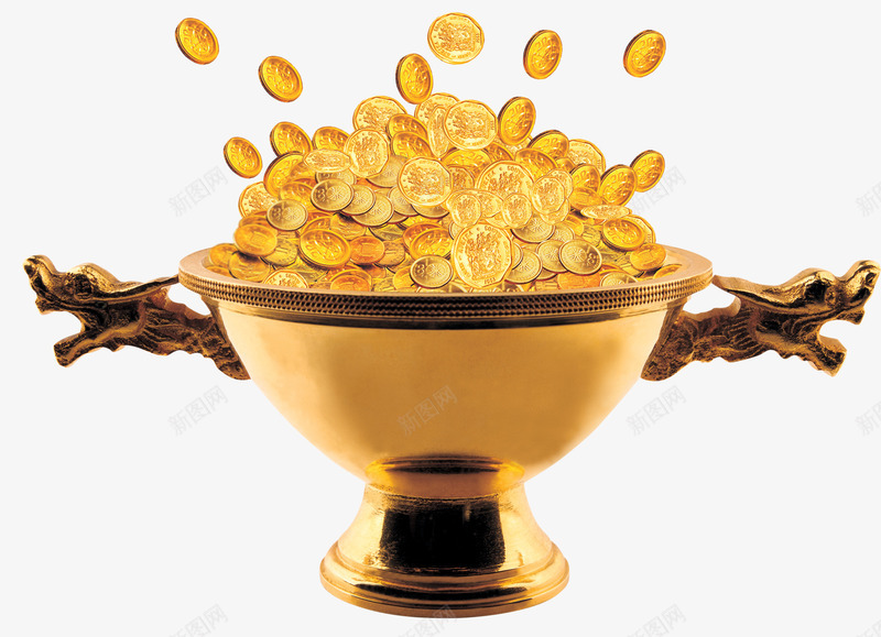 黄金聚宝盆png免抠素材_新图网 https://ixintu.com 含金量 聚宝盆 聚宝盆图 设计 金币 黄色