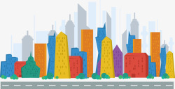 城市分布创意城市扁平效果图矢量图高清图片