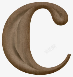 木质雕刻字母c素材