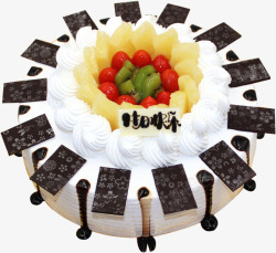 巧克力贺寿牌音乐旋律水果蛋糕高清图片