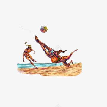 沙滩排球png免抠素材_新图网 https://ixintu.com 手绘图片 打沙滩排球的女孩们 沙滩 沙滩排球 蓝色大海
