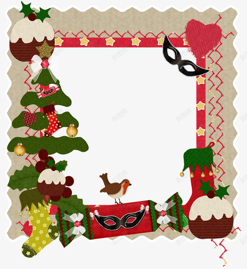 圣诞节相框png免抠素材_新图网 https://ixintu.com 圣诞树 圣诞节 相框 礼物 花边