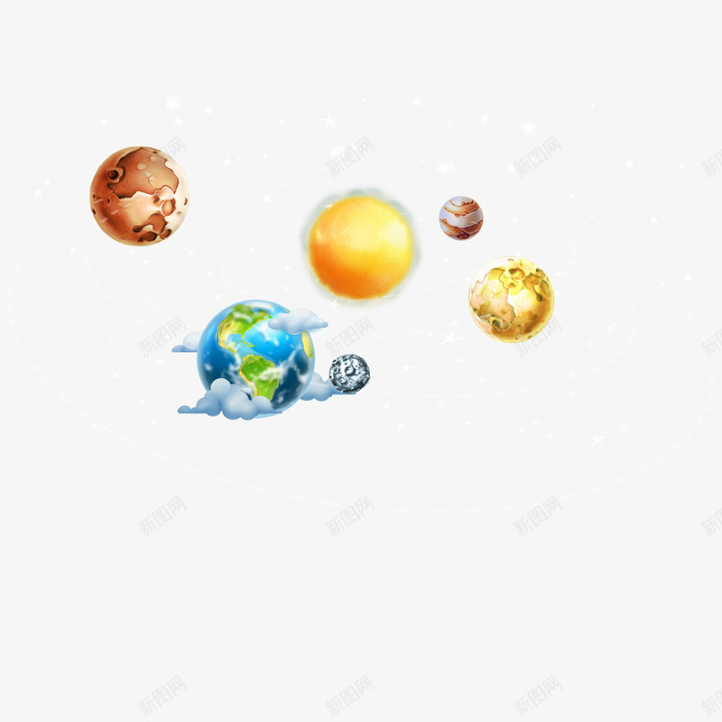 太空星系众多星球png免抠素材_新图网 https://ixintu.com 众多星球 太空 星系