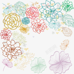 五彩手绘花朵花纹矢量图素材