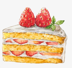 蛋糕切片手絵草莓切片蛋糕高清图片