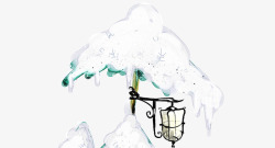 被雪覆盖的路灯素材