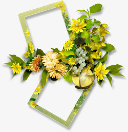 黄色花朵双相框素材