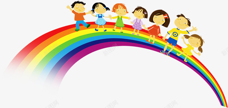卡通插画彩虹上面的小孩png免抠素材_新图网 https://ixintu.com 六一儿童节 卡通 小孩 彩虹 欢度六一儿童节 插画 上面 
