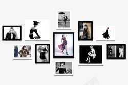 欧美风格相框时尚女装模特服装店照片墙高清图片