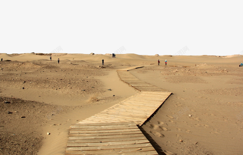 沙漠中的木板路png免抠素材_新图网 https://ixintu.com 戈壁 木板 沙漠 自然景观 路 黄色
