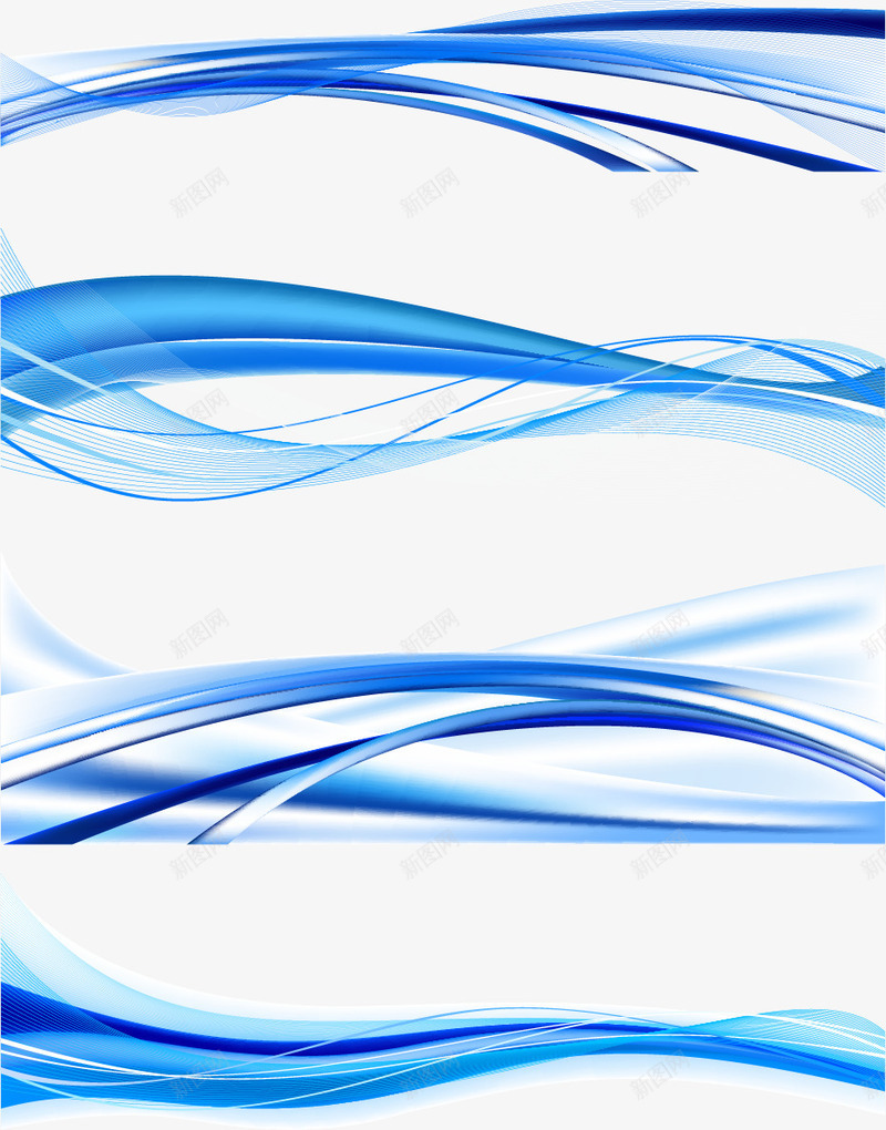 四组装饰下划线条png免抠素材_新图网 https://ixintu.com 下划线 几何 动感曲线 彩色下划线 抽象 曲线 科技感 线条 蓝色 装饰线条