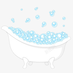 洗浴沐浴露手绘浴缸泡泡高清图片