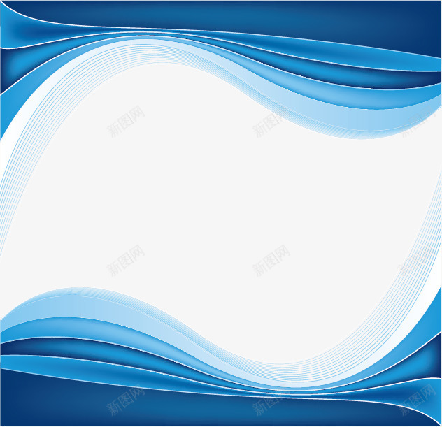 蓝色边框纹理png免抠素材_新图网 https://ixintu.com 波浪 流畅 线条 蓝色 边框