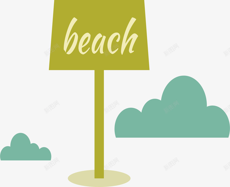 绿色沙滩指路牌png免抠素材_新图网 https://ixintu.com 指示牌 指路牌 沙滩 矢量素材 绿色