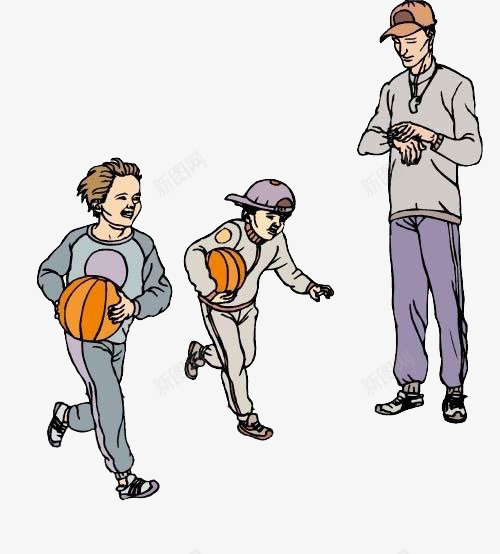 比赛中的孩子png免抠素材_新图网 https://ixintu.com 卡通手绘 奔跑的卡通人 小孩 搬运篮球 比赛 裁判员 运动