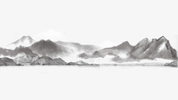 荷花山水画古典中国风水墨山水画高清图片