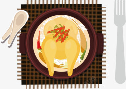 家乡特色卡通美食碳烤鸡矢量图高清图片