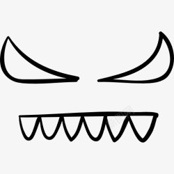 嘴的轮廓恶魔的眼睛和牙齿的万圣节图标高清图片