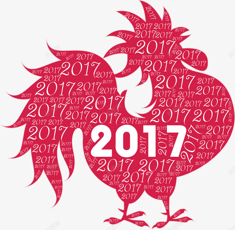 2017鸡png免抠素材_新图网 https://ixintu.com 2017 二零一七年 红色鸡 鸡年