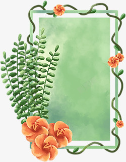 手绘对话框绿色植物素材