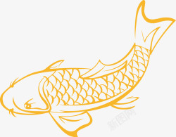 手绘鳐鱼设计金色鲤鱼矢量图高清图片