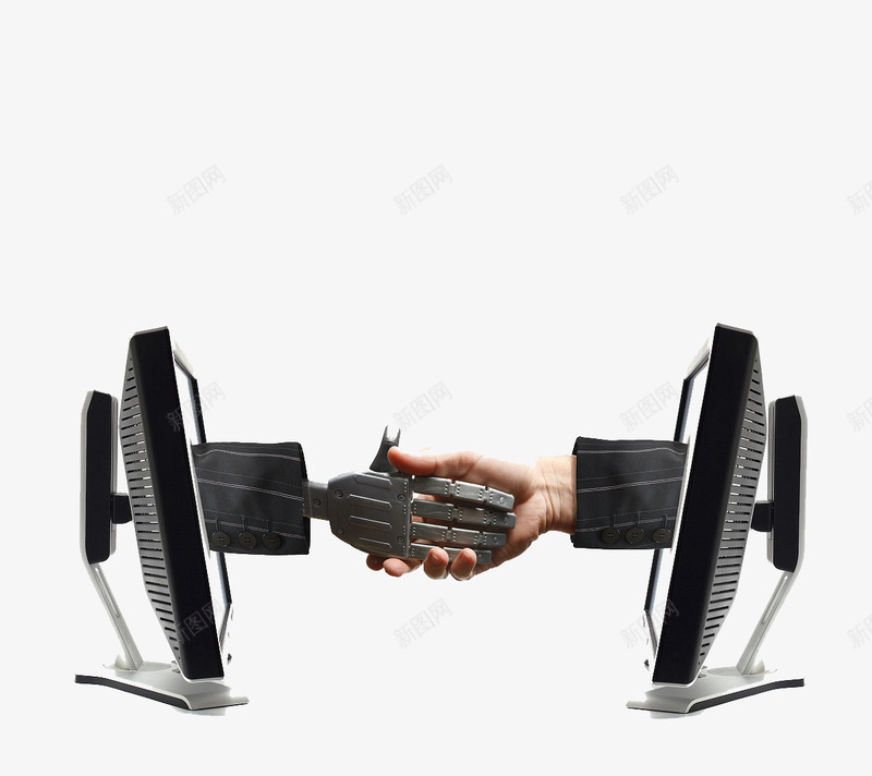 商务科技电脑机器人握手png免抠素材_新图网 https://ixintu.com 交流 友好 商务 握手 未来 机器人 机器人握手 电脑 科技 面对面
