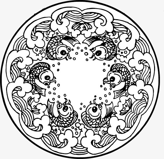 中国传统纹饰png免抠素材_新图网 https://ixintu.com 传统图案 古典 吉祥图案 手绘 装饰图案 鱼纹