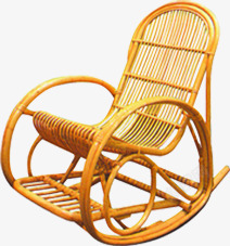 黄色藤条摇椅惬意素材