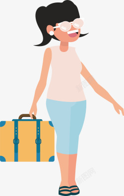 拉行李箱的空姐旅游主题人物拉箱子的游客素矢量图高清图片