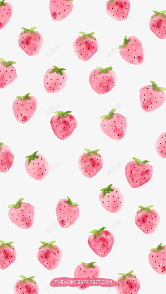 草莓背景png免抠素材_新图网 https://ixintu.com 卡通 可爱背景 手绘 水果背景 粉色草莓背景