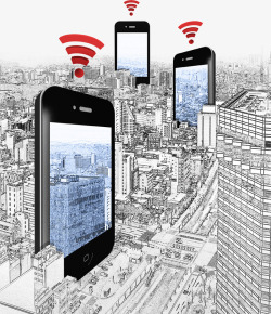 智能手机与城市建筑素材