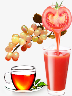 香甜风格美味的番茄汁和葡萄高清图片