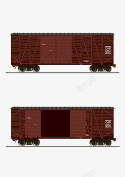 卡通车厢卡通手绘红色火车车厢高清图片