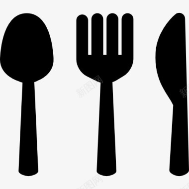 勺子叉子和刀的剪影餐厅标志图标图标