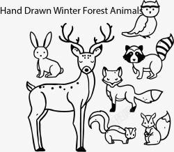 森林中的动物矢量图素材