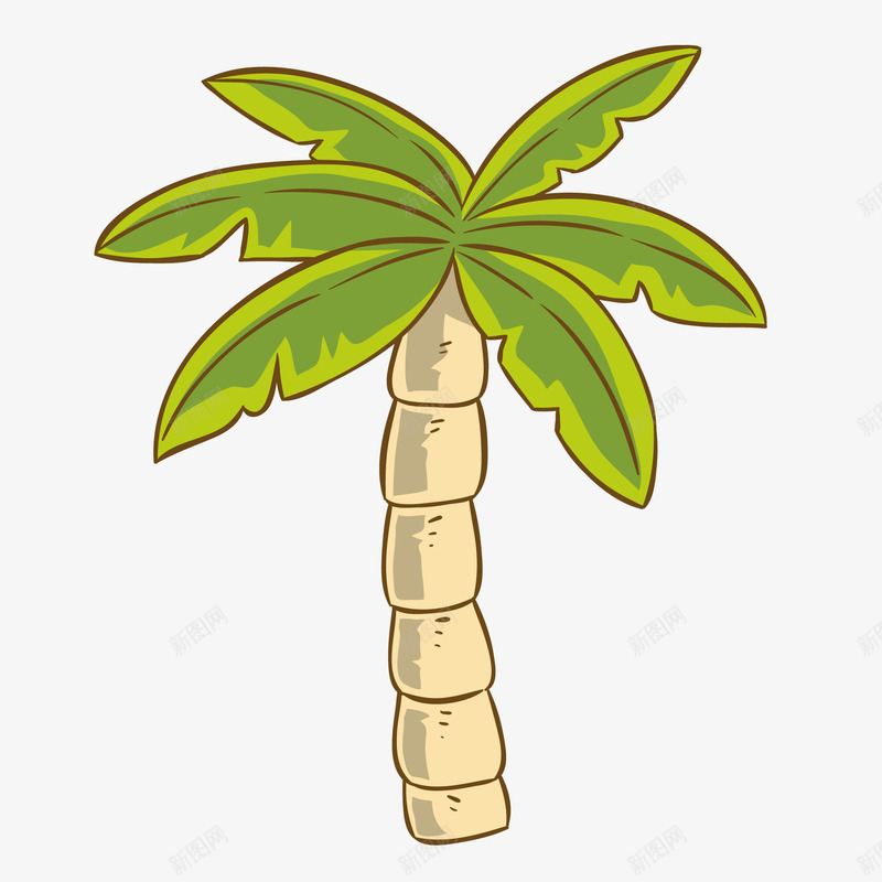 卡通手绘植物树木png免抠素材_新图网 https://ixintu.com 卡通 手绘 植物 椰子树 沙滩 绿色