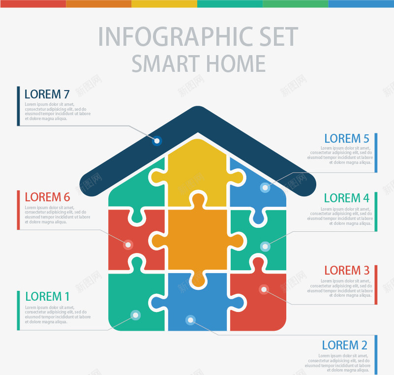 手绘彩色拼图房子图标矢量图ai_新图网 https://ixintu.com PPT 彩色 房屋 手绘 拼图 板块 标签 矢量图