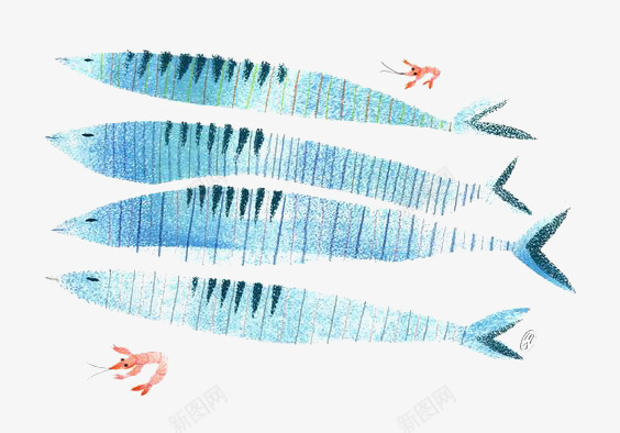 涂鸦秋刀鱼png免抠素材_新图网 https://ixintu.com 创意 卡通 小鱼 手绘 插画 海鲜 涂鸦主题 蓝色