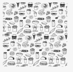 黑白线描面包手绘食物线描稿矢量图高清图片