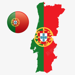 葡萄牙地图扁平欧美地图葡萄牙地理高清图片